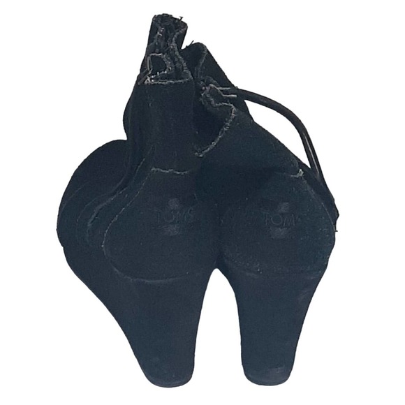 Ladies Toms Black Suede Platform Ankle Boot Size 7 - Picture 3 of 8